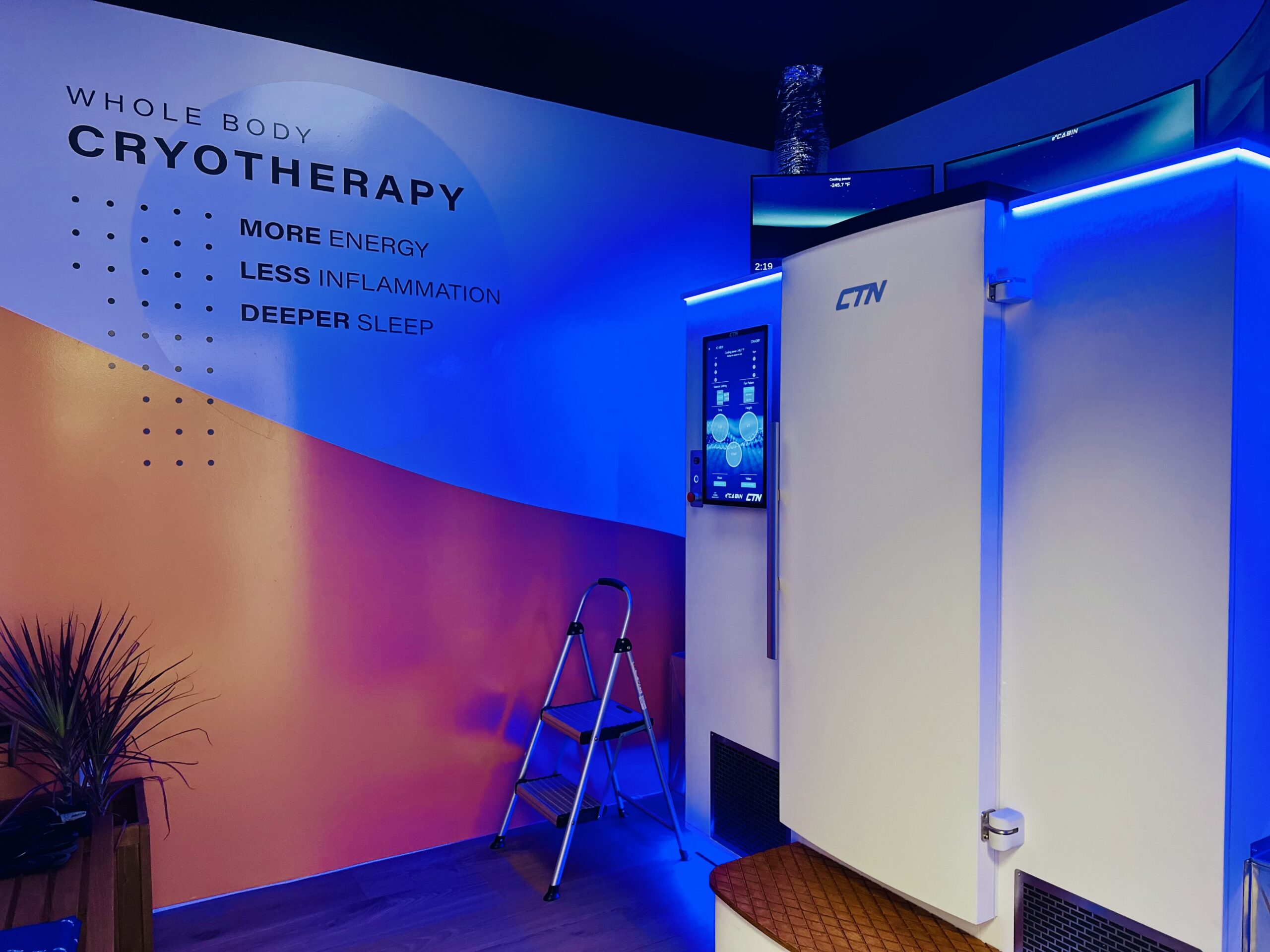 Whole body cryotherapy chamber at Rise Modern Wellness